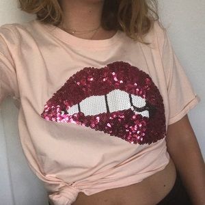 nasty gal lip bite sequin tee